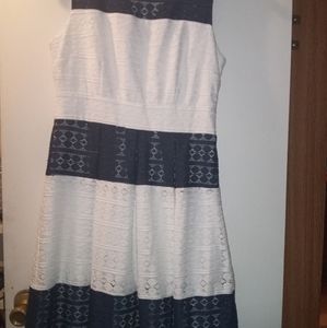 Navy and white dress